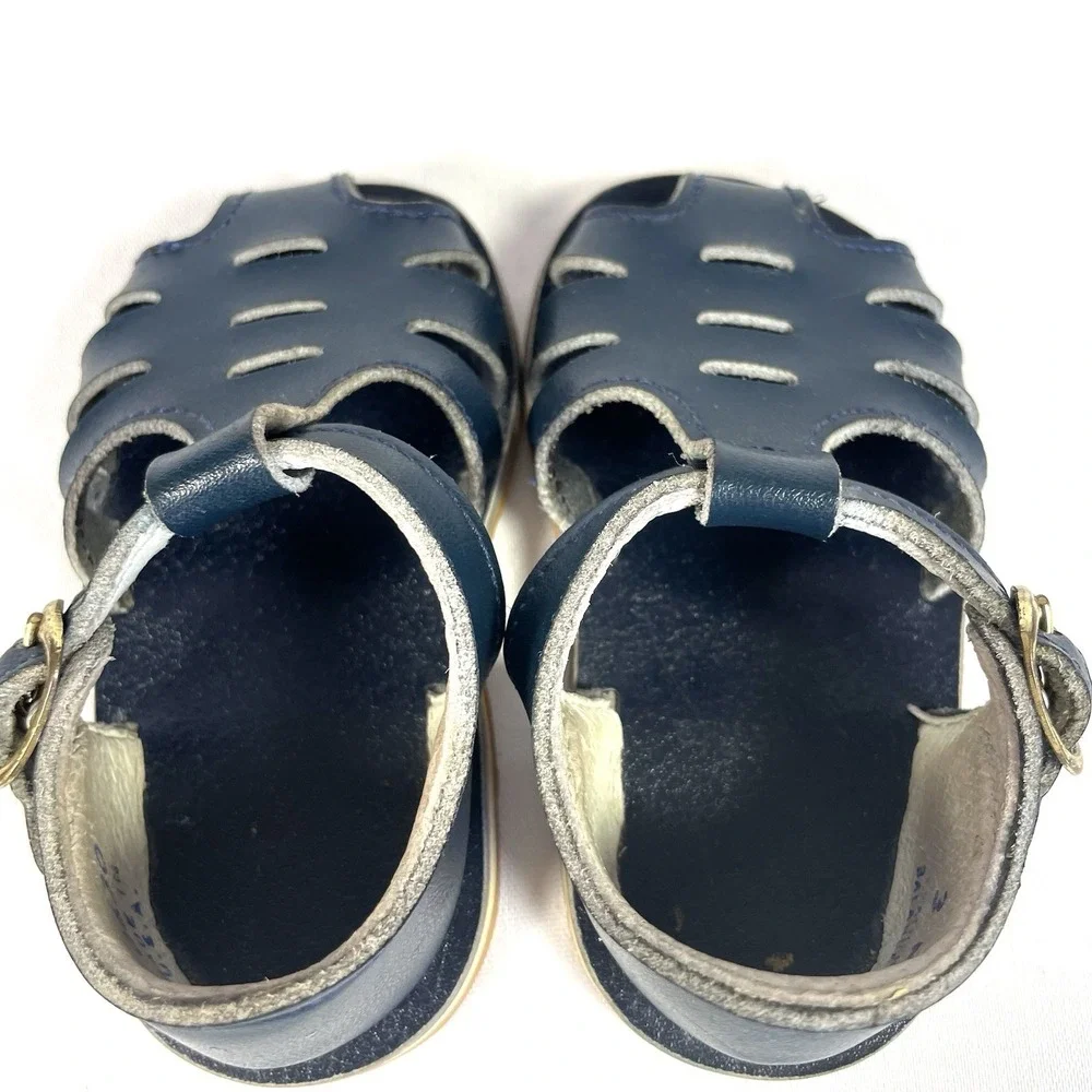 Vintage Infant Fisherman‎ Sandals Navy Blue Leather USA Size 3 Baby Shoes